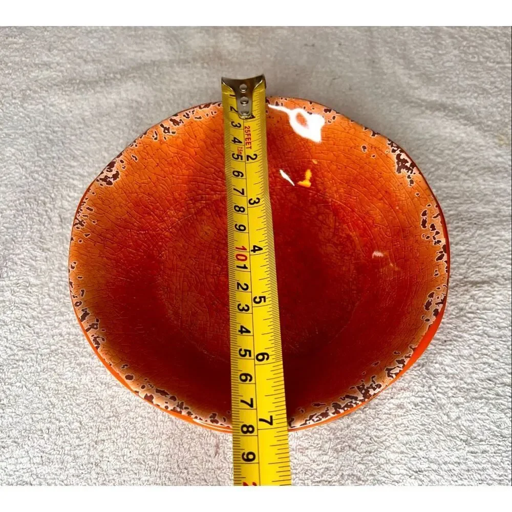 NWT Pier 1 Carmelo Melamine Green & Orange Crackle Set of 2 Bowls